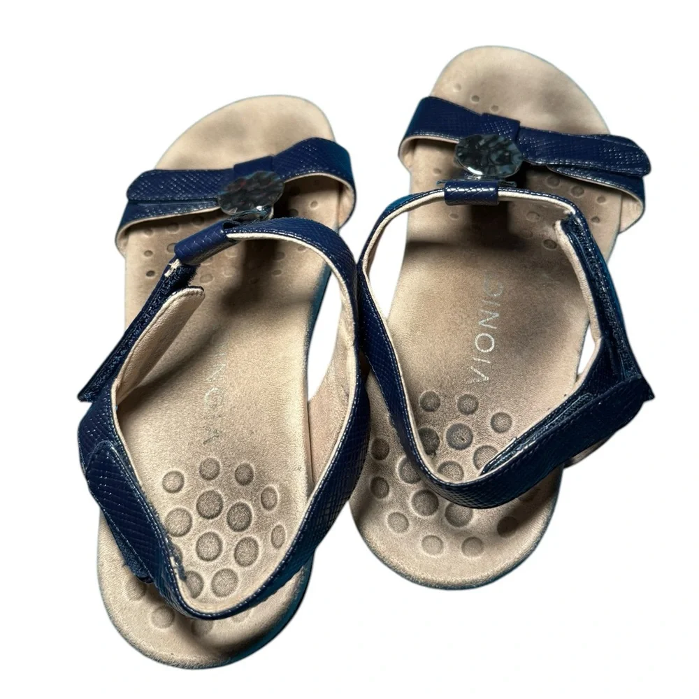 Blue Strappy Sandals with Metallic Accents